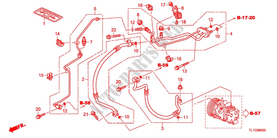 AIR CONDITIONER(HOSES/PIP ES)(2.0L)(LH) for Honda ACCORD 2.0 COMFOT 4 Doors 6 speed manual 2011