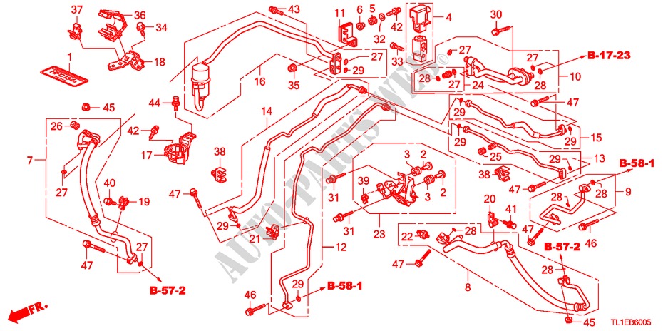 AIR CONDITIONER(HOSES/PIP ES)(DIESEL)(RH) for Honda ACCORD 2.2 ES 4 Doors 6 speed manual 2011