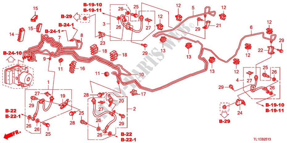 BRAKE LINES(VSA)(DIESEL)( RH) for Honda ACCORD 2.2 ES 4 Doors 6 speed manual 2011