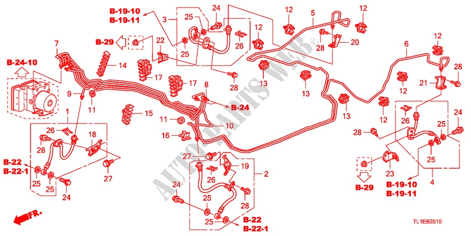 BRAKE LINES(VSA)(LH) for Honda ACCORD 2.0 COMFOT 4 Doors 6 speed manual 2011