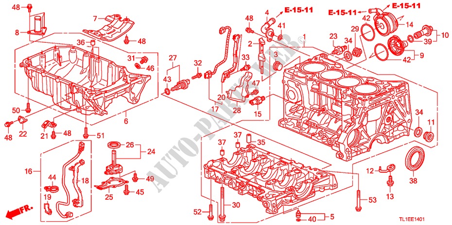 CYLINDER BLOCK/OIL PAN(2. 4L) for Honda ACCORD 2.4 S 4 Doors 6 speed manual 2010