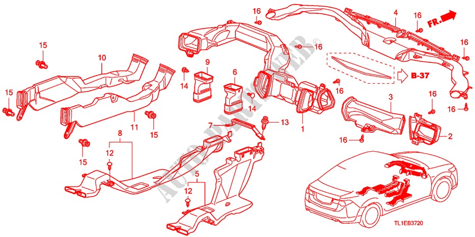 DUCT(LH) for Honda ACCORD 2.0 COMFOT 4 Doors 6 speed manual 2011