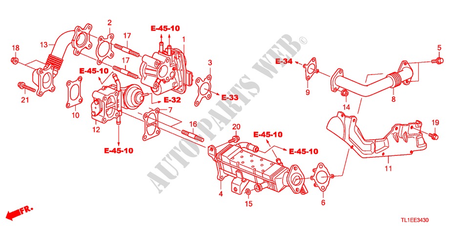 EGR VALVE(DIESEL) for Honda ACCORD 2.2 ES-GT 4 Doors 6 speed manual 2010