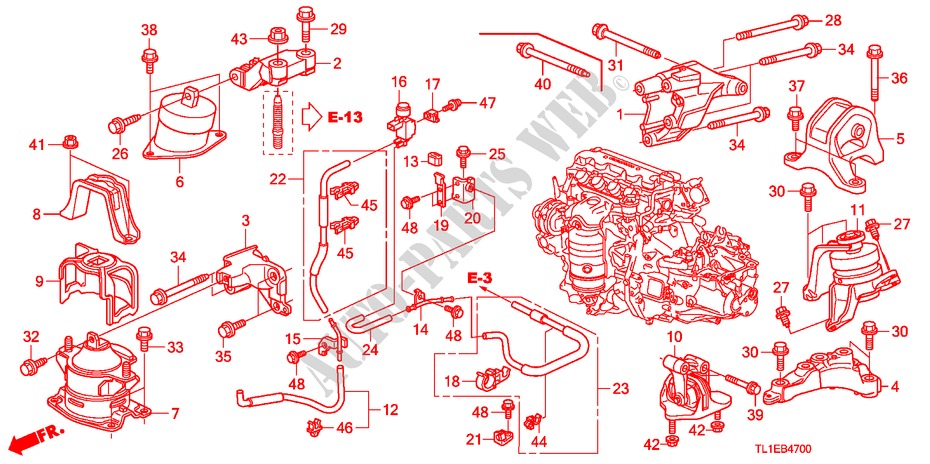 ENGINE MOUNTS(2.0L)(MT) for Honda ACCORD 2.0 ELEGANCE 4 Doors 6 speed manual 2010