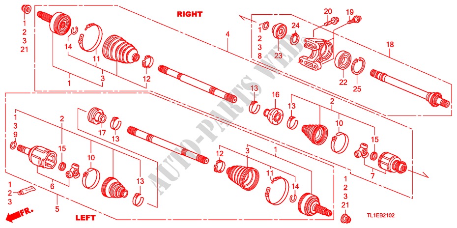 FRONT DRIVESHAFT/HALF SHA FT(DIESEL) for Honda ACCORD 2.2 ES 4 Doors 6 speed manual 2011
