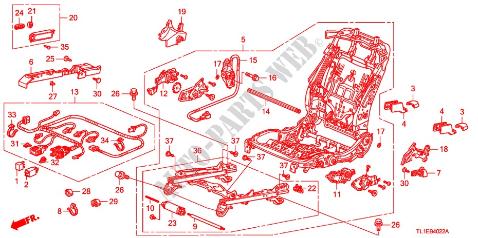 FRONT SEAT COMPONENTS(R.) (FULL POWER SEAT)(1) for Honda ACCORD 2.2 EXECUTIVE 4 Doors 5 speed automatic 2011