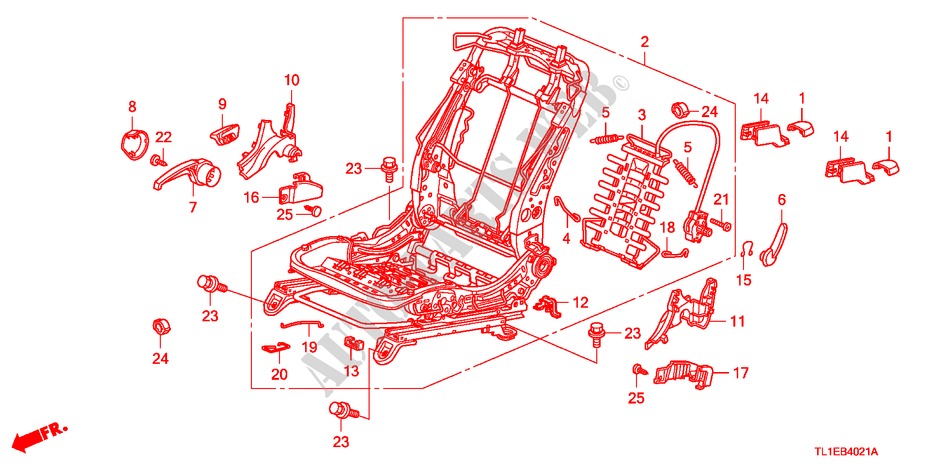 FRONT SEAT COMPONENTS(R.) (MANUAL HEIGHT) for Honda ACCORD 2.2 ES 4 Doors 6 speed manual 2011