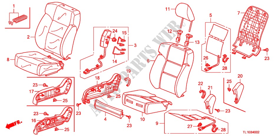 FRONT SEAT(R.)(RH) for Honda ACCORD 2.2 ES 4 Doors 6 speed manual 2011