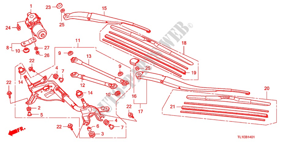 FRONT WINDSHIELD WIPER(RH ) for Honda ACCORD 2.2 ES 4 Doors 6 speed manual 2011