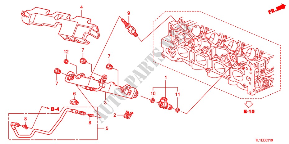 FUEL INJECTOR(2.0L) for Honda ACCORD 2.0 COMFOT 4 Doors 6 speed manual 2011