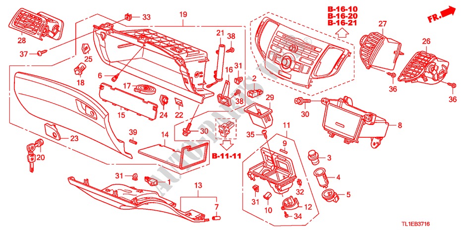 INSTRUMENT PANEL GARNISH( PASSENGER SIDE)(RH) for Honda ACCORD 2.2 ES 4 Doors 6 speed manual 2011