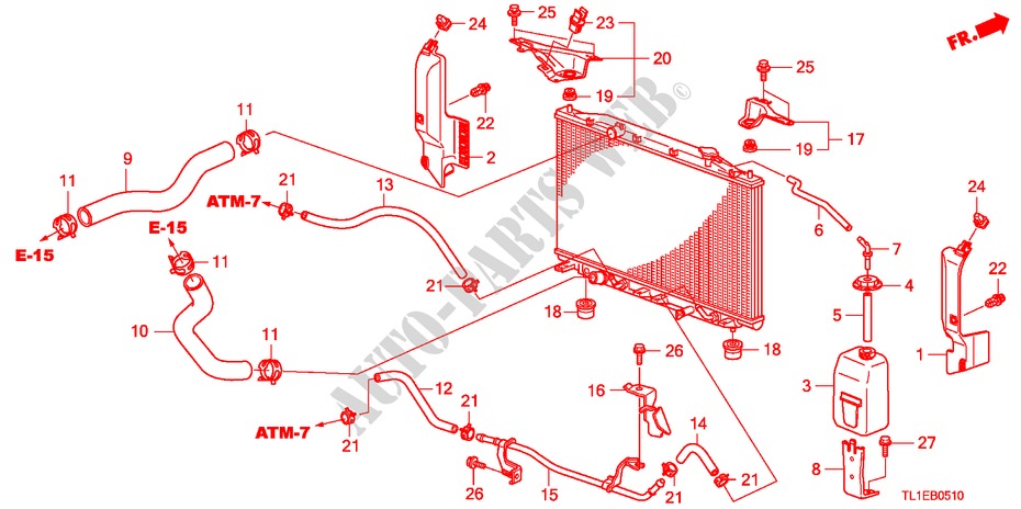 RADIATOR HOSE/RESERVE TAN K(2.0L) for Honda ACCORD 2.0 COMFOT 4 Doors 6 speed manual 2011