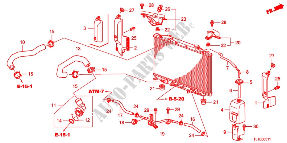 RADIATOR HOSE/RESERVE TAN K(2.4L) for Honda ACCORD 2.4 S 4 Doors 6 speed manual 2010