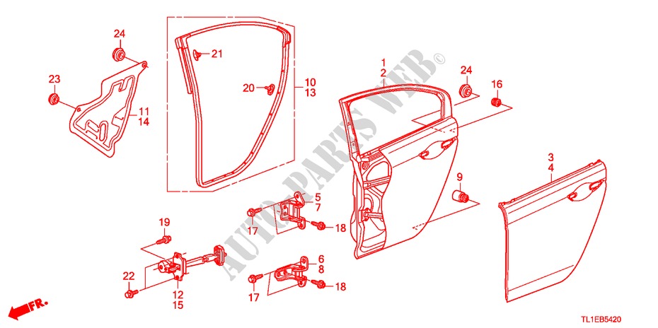 REAR DOOR PANELS for Honda ACCORD 2.2 ES 4 Doors 6 speed manual 2011
