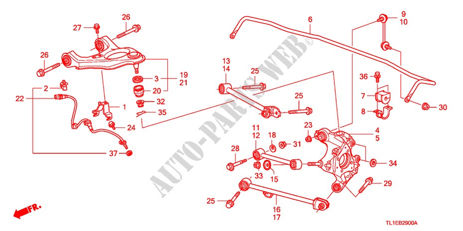 REAR KNUCKLE for Honda ACCORD 2.0 COMFOT 4 Doors 6 speed manual 2011