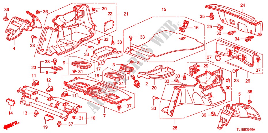 REAR TRAY/SIDE LINING for Honda ACCORD 2.0 COMFOT 4 Doors 6 speed manual 2011