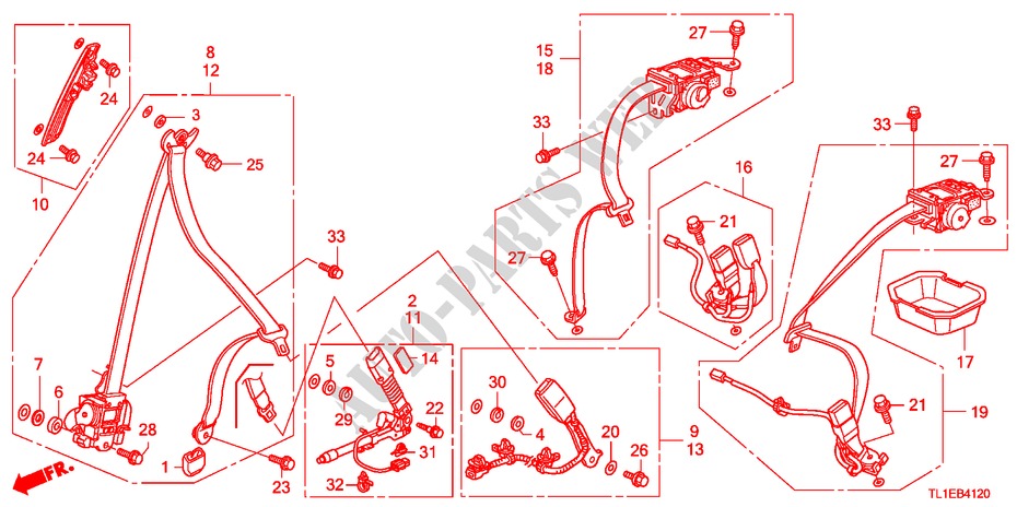 SEATBELTS for Honda ACCORD 2.4 S 4 Doors 6 speed manual 2010