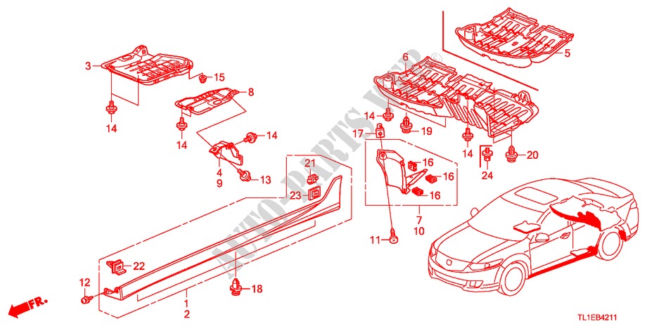 SIDE SILL GARNISH/UNDER C OVER for Honda ACCORD 2.0 COMFOT 4 Doors 6 speed manual 2011