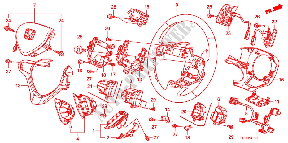 STEERING WHEEL(SRS) for Honda ACCORD 2.2 EX-H 4 Doors 6 speed manual 2010