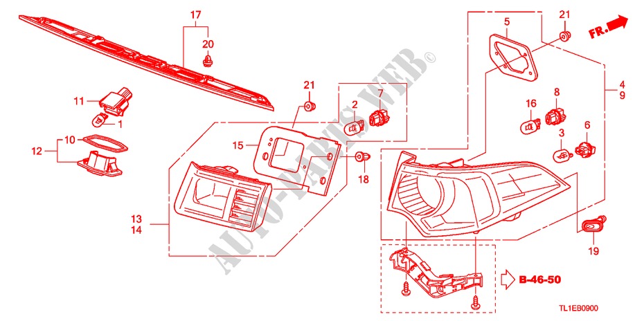 TAILLIGHT/LICENSE LIGHT for Honda ACCORD 2.0 COMFOT 4 Doors 6 speed manual 2011
