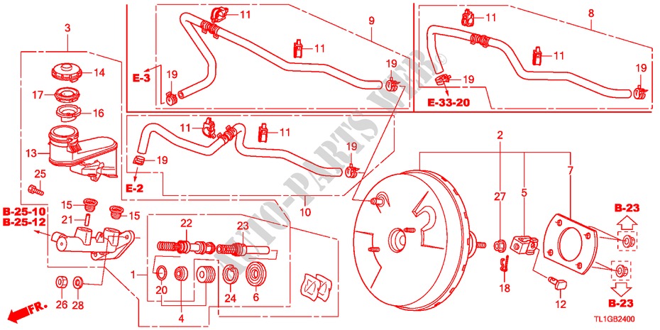 BRAKE MASTER CYLINDER/MAS TER POWER(LH) for Honda ACCORD 2.0 COMFOT 4 Doors 6 speed manual 2012