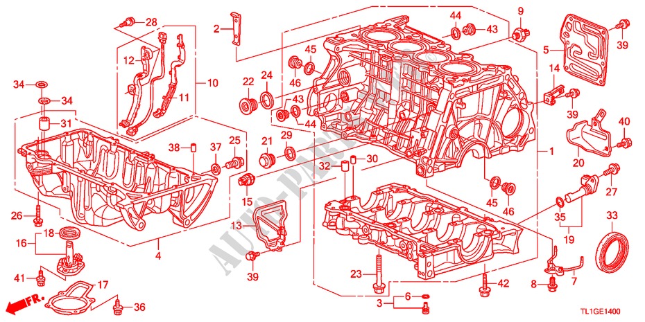 CYLINDER BLOCK/OIL PAN(2. 0L) for Honda ACCORD 2.0 COMFOT 4 Doors 6 speed manual 2012