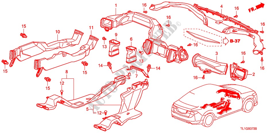 DUCT(LH) for Honda ACCORD 2.0 COMFOT 4 Doors 6 speed manual 2012