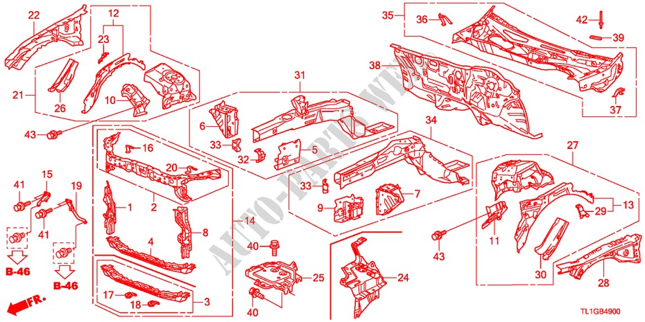 FRONT BULKHEAD/DASHBOARD for Honda ACCORD 2.0 COMFOT 4 Doors 6 speed manual 2012