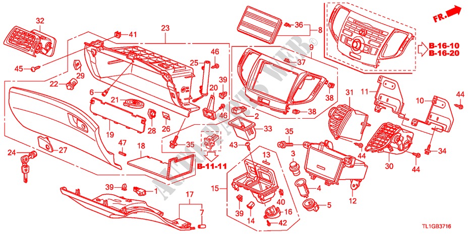 INSTRUMENT PANEL GARNISH( PASSENGER SIDE)(RH) for Honda ACCORD 2.4 S 4 Doors 6 speed manual 2012