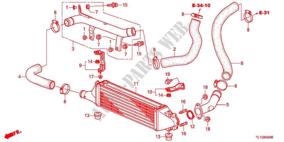 INTERCOOLER(2) for Honda ACCORD 2.2 TYPE S-H 4 Doors 6 speed manual 2012