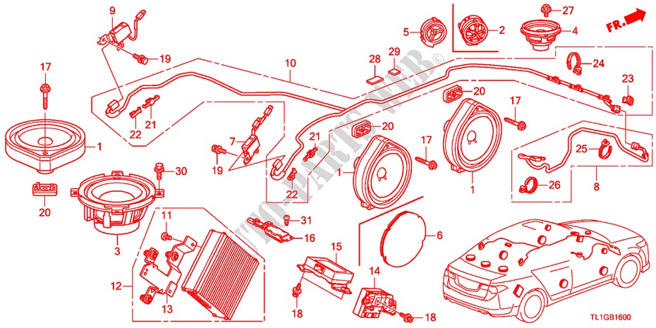 RADIO ANTENNA/SPEAKER(LH) for Honda ACCORD 2.0 COMFOT 4 Doors 6 speed manual 2012