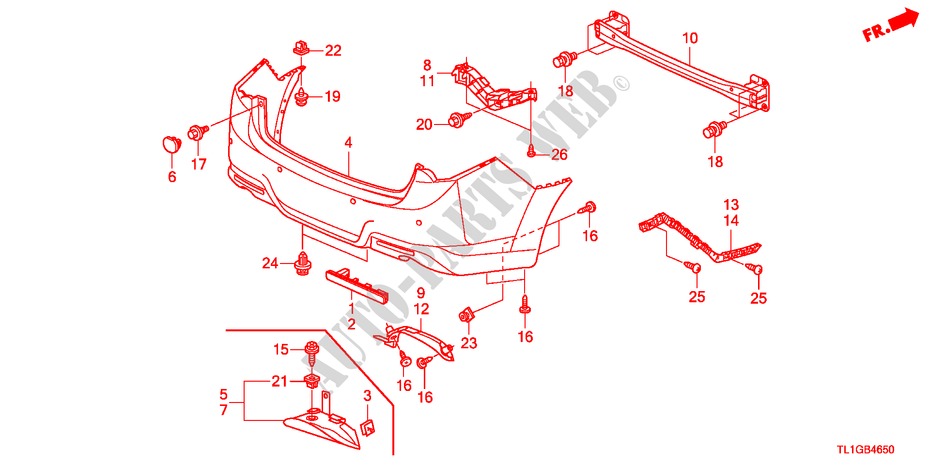 REAR BUMPER for Honda ACCORD 2.0 COMFOT 4 Doors 6 speed manual 2012