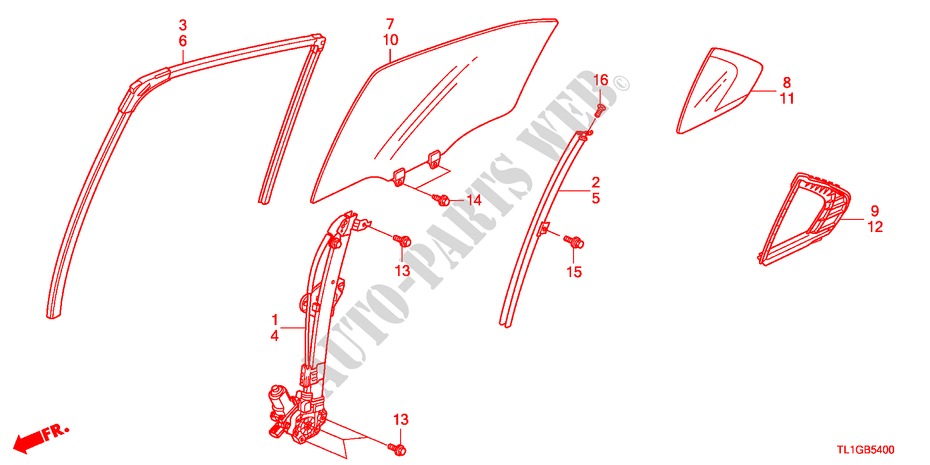 REAR DOOR GLASS/REGULATOR for Honda ACCORD 2.0 COMFOT 4 Doors 6 speed manual 2012