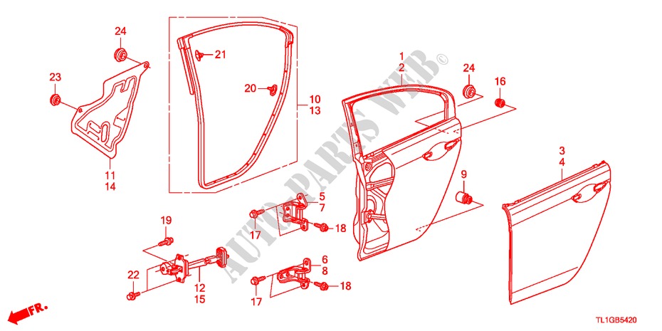 REAR DOOR PANELS for Honda ACCORD 2.0 COMFOT 4 Doors 6 speed manual 2012