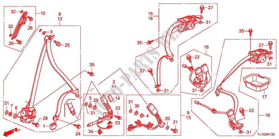 SEATBELTS for Honda ACCORD 2.0 COMFOT 4 Doors 6 speed manual 2012