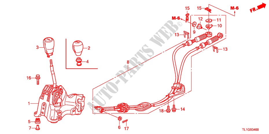 SHIFT LEVER for Honda ACCORD 2.0 COMFOT 4 Doors 6 speed manual 2012