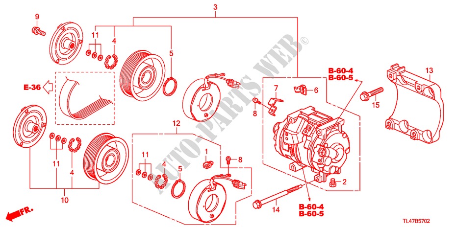 AIR CONDITIONER (COMPRESSOR) (DIESEL) for Honda ACCORD TOURER 2.2 ES-GT 5 Doors 6 speed manual 2009