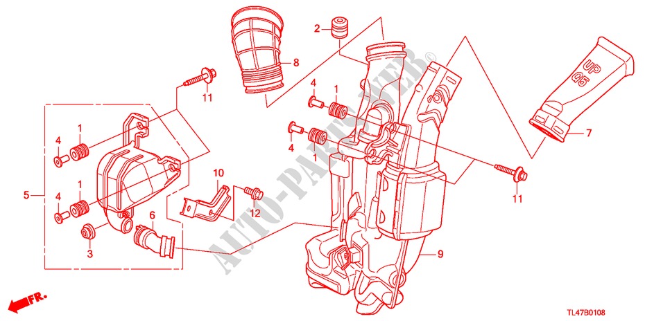 AIR INTAKE TUBE (DIESEL) (2) for Honda ACCORD TOURER 2.2 ES 5 Doors 5 speed automatic 2009