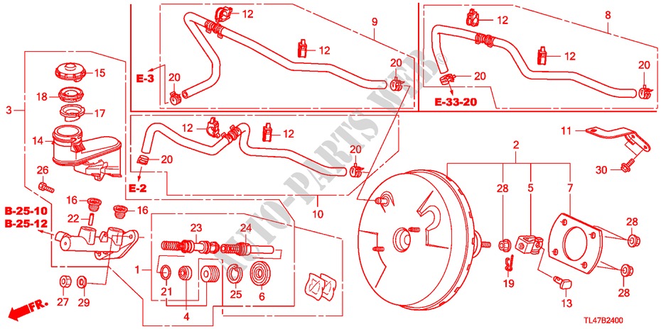 BRAKE MASTER CYLINDER/ MASTER POWER (LH) for Honda ACCORD TOURER 2.0 ELEGANCE 5 Doors 6 speed manual 2009