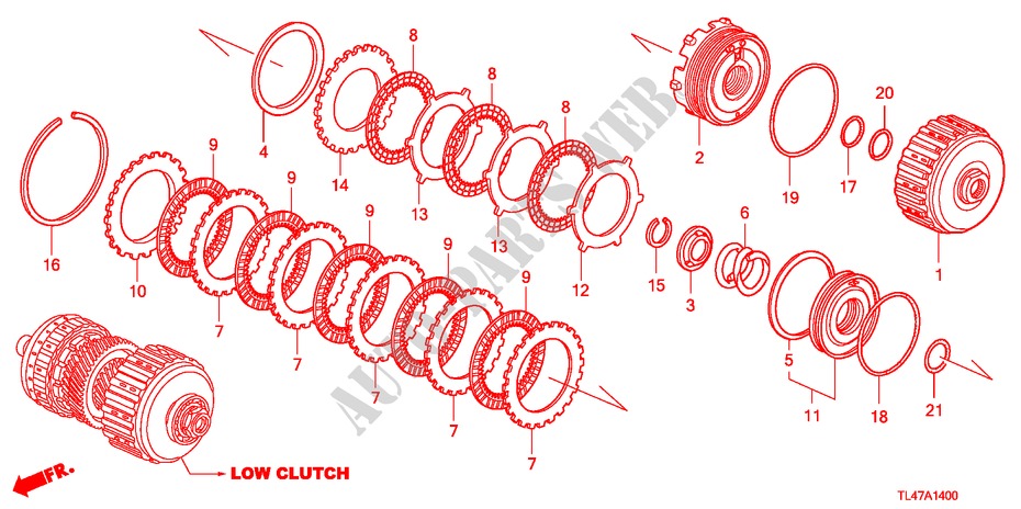 CLUTCH (LOW) (DIESEL) for Honda ACCORD TOURER 2.2 ES 5 Doors 5 speed automatic 2009