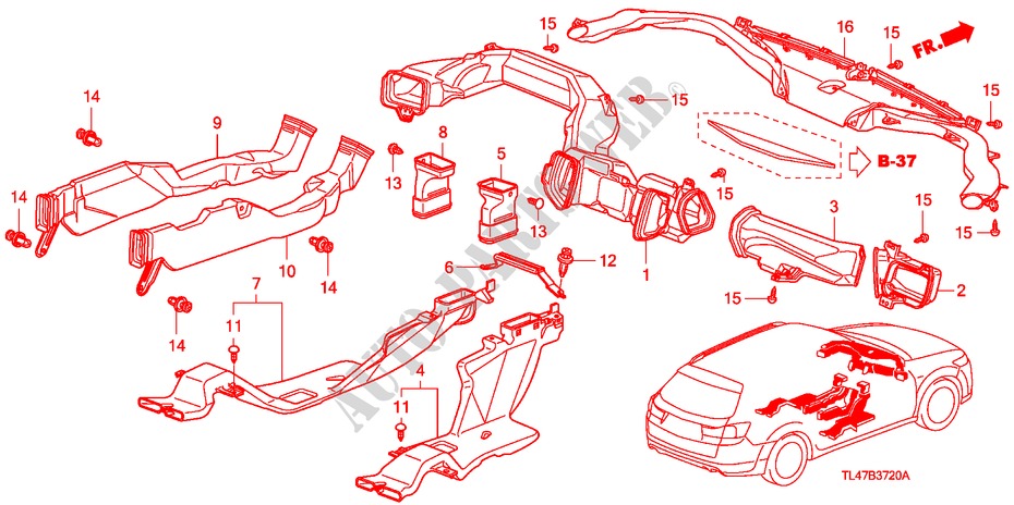 DUCT (LH) for Honda ACCORD TOURER 2.0 COMFORT 5 Doors 6 speed manual 2009