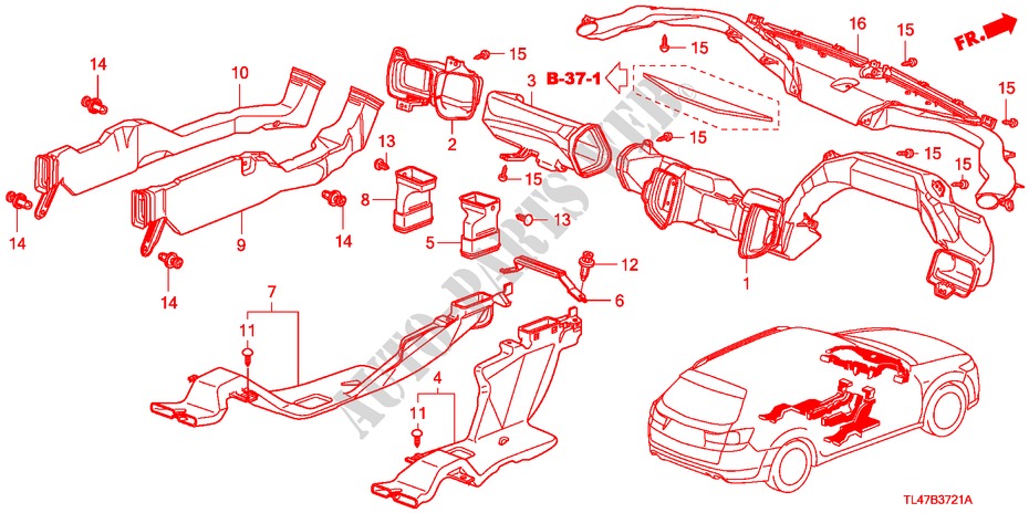 DUCT (RH) for Honda ACCORD TOURER 2.0 S 5 Doors 6 speed manual 2009
