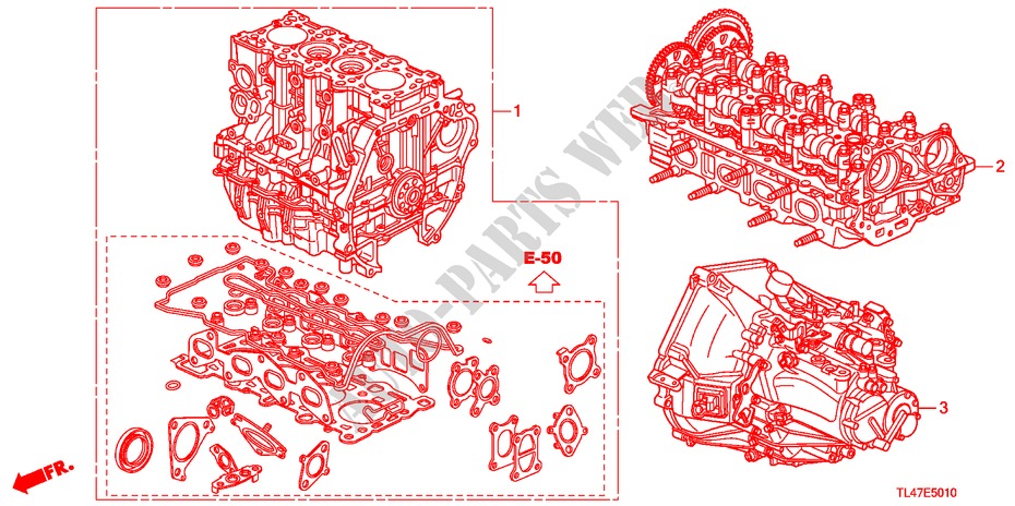 ENGINE ASSY./TRANSMISSION  ASSY. (DIESEL) for Honda ACCORD TOURER 2.2 EXECUTIVE 5 Doors 6 speed manual 2009