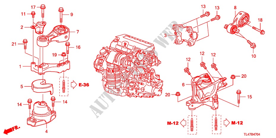 ENGINE MOUNTS (DIESEL) (MT) for Honda ACCORD TOURER 2.2 EX 5 Doors 6 speed manual 2009