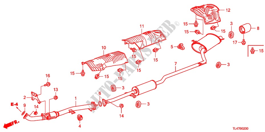 EXHAUST PIPE (2.0L) for Honda ACCORD TOURER 2.0 COMFORT 5 Doors 6 speed manual 2009