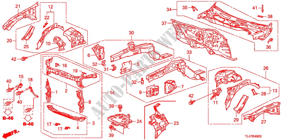 FRONT BULKHEAD/DASHBOARD for Honda ACCORD TOURER 2.0 S 5 Doors 6 speed manual 2009