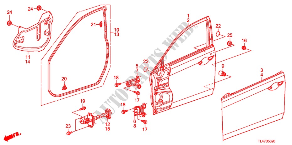 FRONT DOOR PANELS for Honda ACCORD TOURER 2.2 EXECUTIVE 5 Doors 6 speed manual 2009