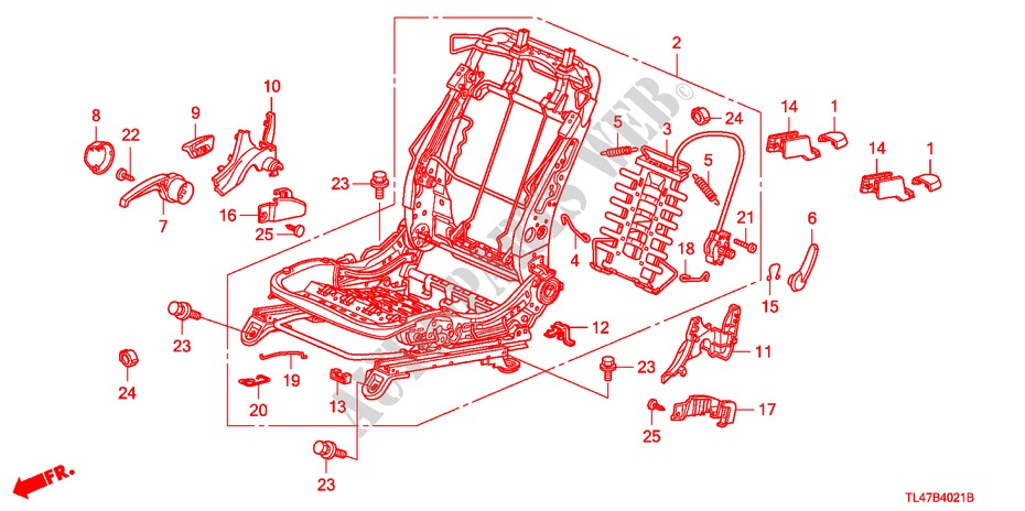 FRONT SEAT COMPONENTS (R.)(MANUAL HEIGHT) for Honda ACCORD TOURER 2.2 ES 5 Doors 5 speed automatic 2009