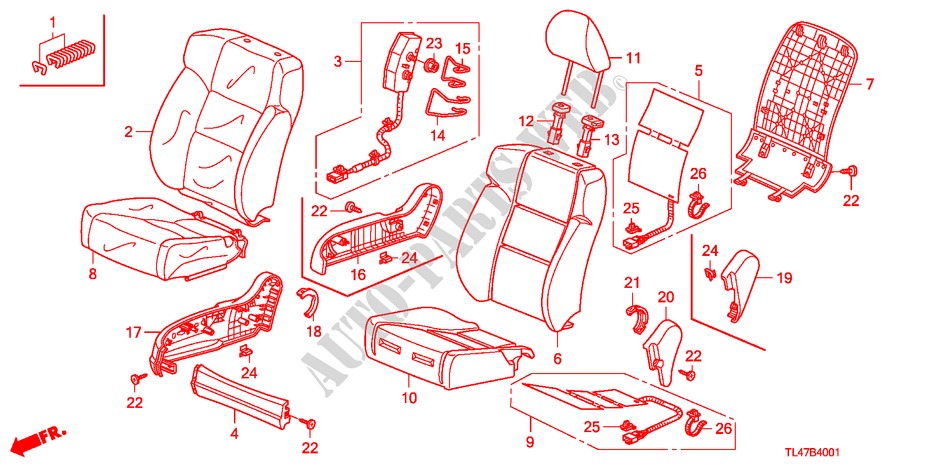 FRONT SEAT (R.)(LH) for Honda ACCORD TOURER 2.0 COMFORT 5 Doors 6 speed manual 2009