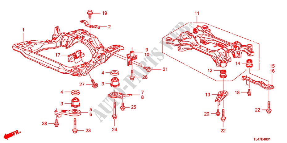 FRONT SUB FRAME/REAR BEAM (DIESEL) for Honda ACCORD TOURER 2.2 ES-GT 5 Doors 6 speed manual 2009